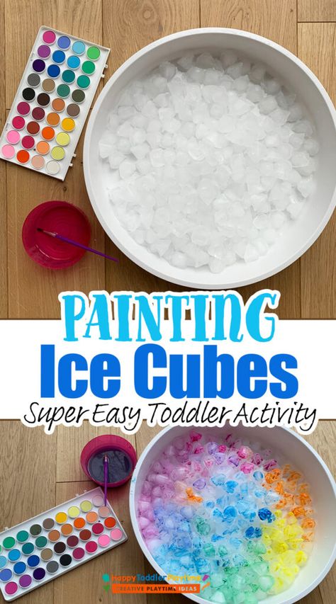 Ice Cube Painting, Best Playdough Recipe, Painting Ice, Outdoor Activities For Toddlers, Toddler Painting, Easy Toddler Activities, Baby Sensory Play, Sensory Activities Toddlers, Toddler Sensory