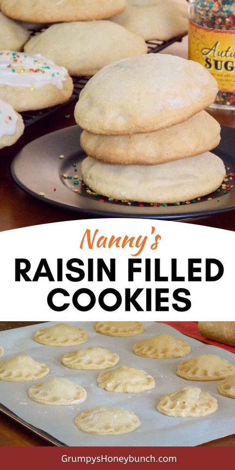 Raised Filled Cookies, Filled Raisin Cookies, Raisin Cookies Filled, Raison Filled Cookies, Raisin Filled Cookies Easy, Raisin Filled Cookies Old Fashioned, Raisin Cookies Old Fashioned, Filled Cookies Recipes, Raisin Filled Cookie Recipe