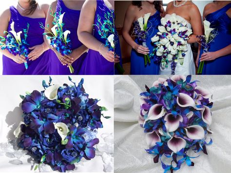 Galaxy Orchid Wedding Theme, Galaxy Orchid Bouquet, Galaxy Orchid Wedding, Stitch Wedding Ideas, Royal Wedding Colors, Teal Wedding Decorations, Blue Orchid Bouquet, Orchid Wedding Theme, Galaxy Orchid