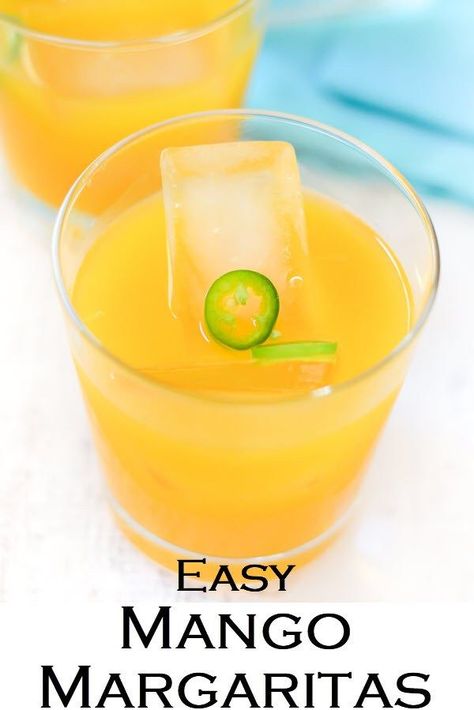 Mango Margarita Recipe, Recipe For A Crowd, Cocktail Recipes For A Crowd, Recipes For A Crowd, Simple Cocktail, Easy Margarita, Margarita On The Rocks, Rock Recipes, Mango Margarita