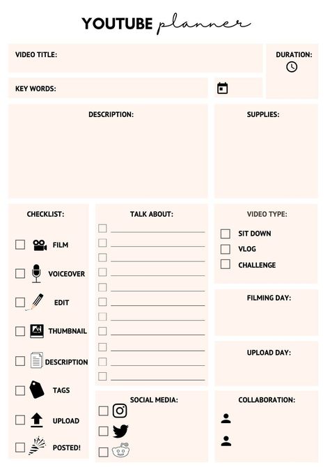 YouTube video planner / organiser / schedule Video Planning Template, Youtube Channel Planner, Youtube Video Planner Template, Youtube Schedule Planner, Youtube Planner Template, Youtube Tracker, Youtube Video Planner, Youtube Content Planner, Youtube Channel Template