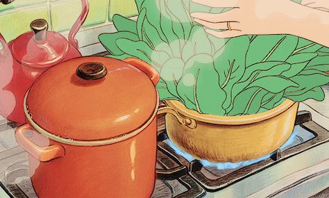 Studio Ghibli Food Gif, Anime Food Cooking, Aesthetic Anime Gifs, Studio Ghibli Gif, Anime Aesthetic Gif, Totoro Food, Ghibli Gif, Gifs Anime, Turn Back Time