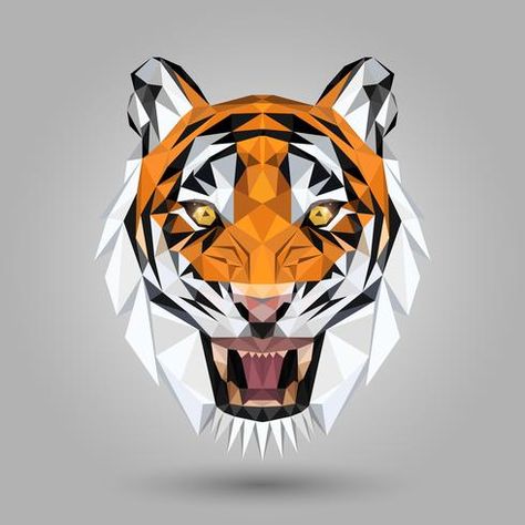 Art Tigre, Geometric Tiger, Adult Color By Number, Head Abstract, Line Art Images, Tiger Illustration, Tiger Logo, Geometric Vector, Geometric Poster