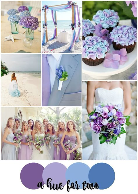 Purple And Blue Wedding, Beach Wedding Colors Schemes, Wedding Color Schemes Purple, Wedding Color Schemes Summer, Handfasting Ceremony, Wedding 101, Blue Beach Wedding, Wedding Color Palettes, Wedding Themes Spring