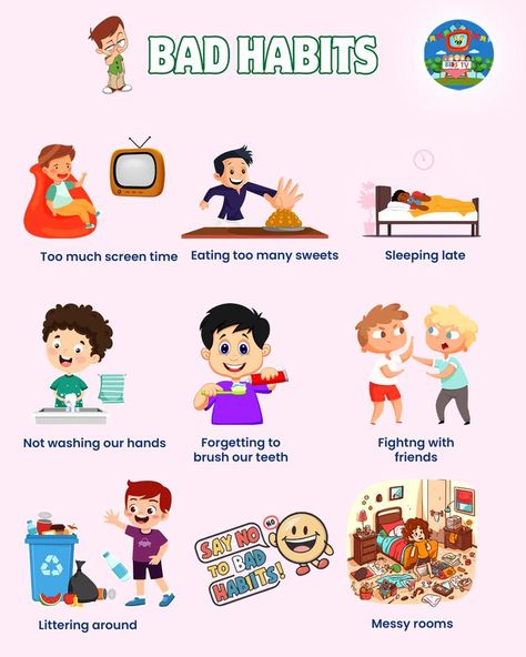 Kids Good And Bad Habits For Kids, Slam Book Questions, Healthy Habits Preschool, Good Habits For Kids, Book Questions, Slam Book, Healthy Habits For Kids, Only Video, Materials And Structures