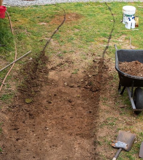 How To Make A Path In Your Yard, Yard Paths Walkways, How To Create A Gravel Walkway, Front Yard Walkway Ideas Entrance Diy, Gravel Walkways Paths To Front Door, Diy Walkway Ideas, Diy Front Walkway Ideas, Cedar Chips Landscaping, Sidewalk Ideas Walkways Entrance