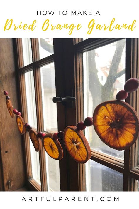 Create a beautiful dried orange and cranberry garland in a few easy steps. Young kids can help string together this eco friendly decoration. DIY garlands | homemade christmas garlands | dried orange garlands | garlands to make with kids How To Make Dried Citrus Garland, Dried Orange And Lemon Garland, How To String Cranberries For Garland, Cranberry And Orange Garland, Dried Orange And Cranberry Garland, Dried Fruit Garland Diy, Diy Cranberry Garland, Yule Garland Diy, How To Make Orange Garland