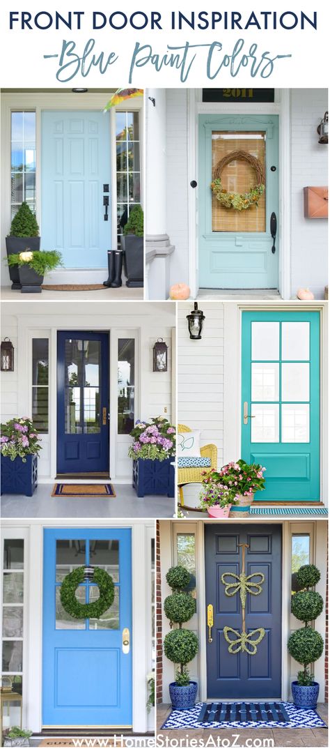 Gorgeous Blue Door Paint Color Ideas: Paint Your Door Blue Door Paint Color Ideas, Blue Interior Doors, Siding Choices, Front Door Paint, Best Front Doors, Blue Front Door, Turquoise Front Door, Door Paint, Beautiful Front Doors