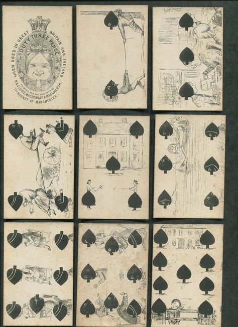 Old playing cards-.These was the old fashion deck of cards that they played with on the farm. 18th Century Playing Cards, Victorian Playing Cards, Old Fashioned Illustration, Back Of Card Design, Decks Of Cards, Vintage Deck Of Cards, Handmade Playing Cards, Deck Of Cards Aesthetic, Playing Cards Aesthetic