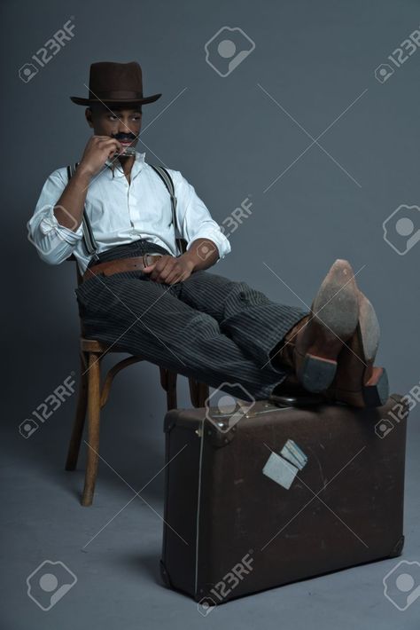 Man With Mustache, Cowboy Man, Blues Music Poster, Sitting Pose Reference, Reference Photos For Artists, Mustache Men, Black Cowboys, Chair Pose, Cowboys Men