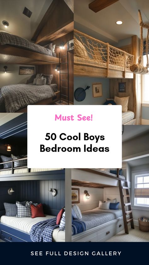 Explore 50 cool boys bedroom ideas featuring exciting themes and unique designs. This pin showcases 4 creative ideas to transform a child's room into a dynamic space perfect for imagination and fun.