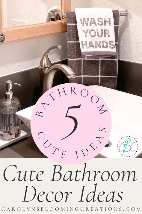 Five Cute Guest Bathroom Decor Ideas Cute Guest Bathroom, Bathroom Hand Towel Holder Ideas, Guest Bathroom Decor Ideas, Bathroom Hand Towel Ideas, Bathroom Wall Decorations, Bathroom Towel Hanging Ideas, Hand Towel Holder Ideas, Towel Hanging Ideas, Island Bungalow