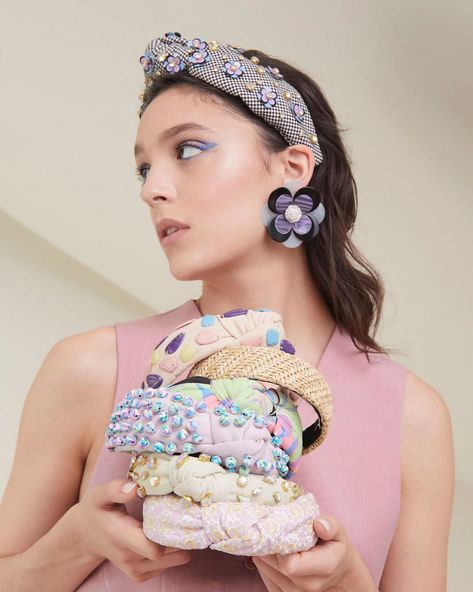 Lele Sadoughi on Instagram: “Introducing the Contemporary Collector by Lele Sadoughi. Our Spring 2023 collection is maximal & inspired by Peggy Guggenheim’s glamorous…” Band Photoshoot Ideas, Headband Photoshoot, Jewelry Clips, Band Photoshoot, Peggy Guggenheim, Designer Headbands, Embellished Headbands, Headband Jewelry, Lele Sadoughi