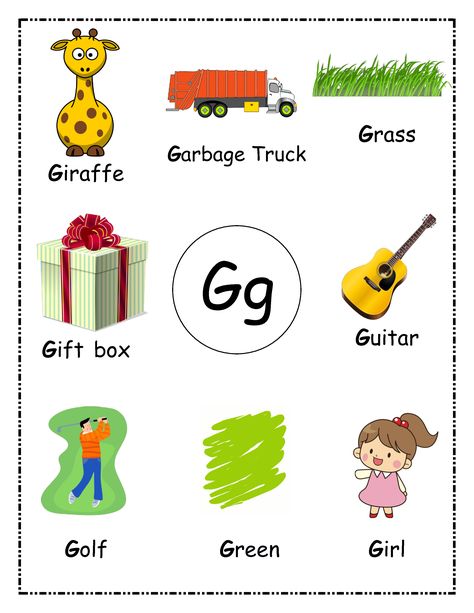 Letter G Words, Kids Learning Alphabet, Alphabet For Toddlers, Phonics Flashcards, Kindergarten Phonics Worksheets, Alphabet Worksheets Kindergarten, G Words, Alphabet Chart, Alphabet Words