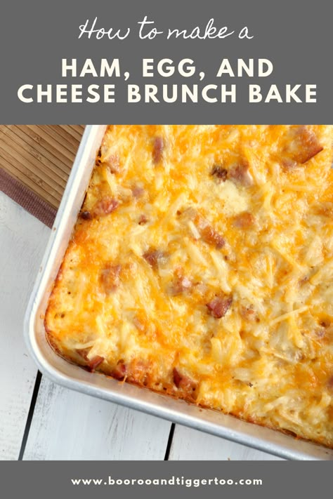 Ham Egg Bake, Ham And Egg Casserole, Egg Bake Recipe, Ham Breakfast Casserole, Bake Breakfast, Brunch Bake, Ham Breakfast, Baked Eggs Recipe, Ham Casserole