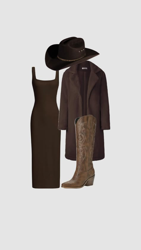 #brown #brownaesthetic #brownoutfit #browntones #westernaesthetic #westernoutfit Park City Outfits, Rodeo Outfits Winter, Classy Cowgirl Outfits, Winter Western Outfits, Texas Outfits, Cool Cowgirl, Rodeo Fits, Cowgirl Fits, Country Concert Fits