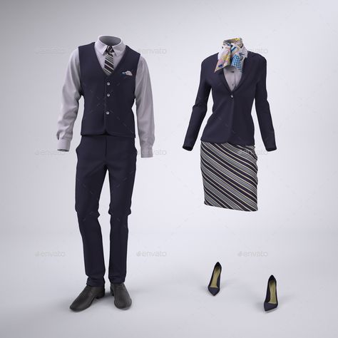 Airline Cabin Crew or Hotel Staff Uniforms Mock-Up Preview - GraphicRiver Airline Outfit, Pilot Uniform, Airline Cabin Crew, Stewardess Uniform, Airline Uniforms, Flight Attendant Uniform, Hotel Uniform, Staff Uniforms, Corporate Uniforms