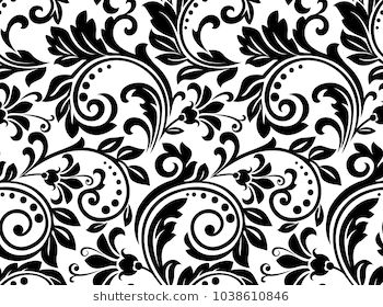 Floral pattern. Wallpaper baroque, damask. Seamless vector background. Black and white ornament Wallpaper Baroque, Lace Stencil, Background Black And White, Floral Pattern Wallpaper, Pattern Design Inspiration, Black Background Wallpaper, White Ornaments, Background Black, Black And White Wallpaper