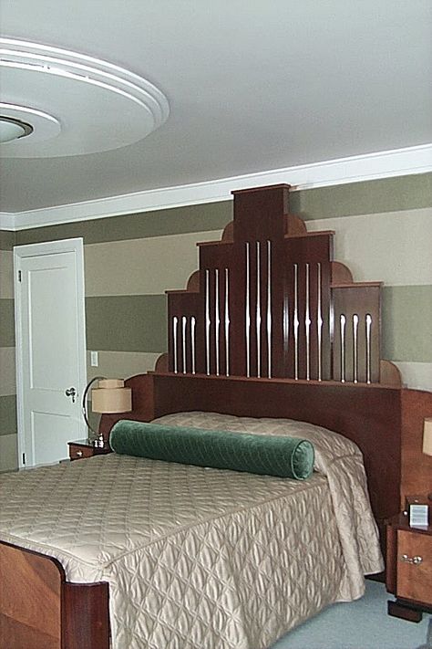 Art Deco bed headboard Art Deco Bed Headboard, Built In Headboard, Art Deco Bedrooms, Art Deco Bedroom Furniture, Art Deco Bed, Luxury Bedrooms, Art Deco Bedroom, Kids Room Furniture, Deco Bedroom