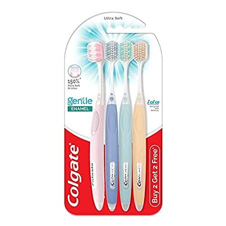 Offer Price: Rs 195 Regular Price: Rs 240.00 Colgate Gentle Enamel Toothbrush is a super-soft toothbrush, specially designed to protect your tooth enamel Colgate Gentle Enamel Toothbrush is made for sensitive teeth and gums. It contains specially designed ultra-soft tapered bristles, which are gentle on your enamel, teeth and gums Colgate Gentle Enamel Toothbrush has a wide brush head and a dual-layer bristle technology which wrap around your teeth for greater coverage while brushing This super- Colgate Toothbrush, Mouth Health, Colgate Palmolive, Tooth Enamel, Manual Toothbrush, Soft Toothbrush, Sensitive Teeth, Soft And Gentle, Brushing