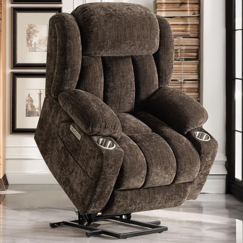 SENYUN Electric Power Lift Recliner Chair with Heat & Massage for Elderly, Chenille Reclining Chairs for Seniors Home Living Room Lazy Boy Recliner, Massage Dos, Lift Recliners, Electric Recliners, Mid Century Armchair, Perfect Bedroom, Power Recliner, Living Room Furniture Chairs, Arm Chairs Living Room