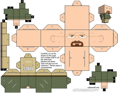 Breaking Bad! Walter White!. Más imprimibles GRATUITOS en  http://www.fiestuqueando.blogspot.com.es Breaking Bad Gifts, Beaking Bad, Paper Cube, Bad Gifts, Paper Toys Template, Paper Doll Template, Paper Toy, Walter White, Paper Animals