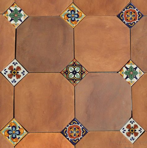 Terracotta Tiles Bathroom, Modern Mexican Living Room, Terra Cotta Floor Tile, Mexican Living Room, Mexican Tile Floor, Mexican Kitchen Decor, Tile For Kitchen, Saltillo Tile, Mexican Talavera Tile