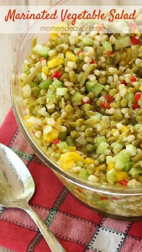 Marinated Salad Recipes, Marinated Vegetable Salad, Marinated Salad, Pea Salad Recipes, Marinated Vegetables, Vegetable Salad Recipes, Summer Corn Salad, Pea Salad, Cold Salad