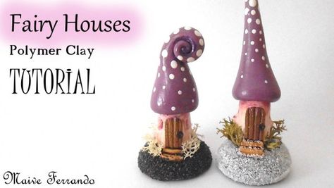 Tutorial: Mini Fairy Houses Clay Tips, Diy Fimo, Fairy House Crafts, Clay Fairy, Clay Fairy House, Polymer Clay Fairy, Fimo Polymer Clay, Clay Fairies, Fairy Garden Decor