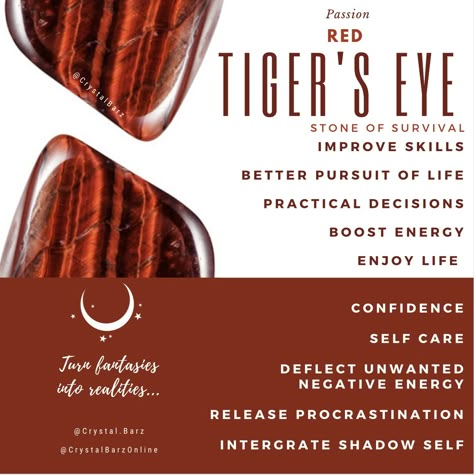 Red Tigers Eye Crystal Meaning, Red Tigers Eye Meaning, Tigers Eye Meaning, Crystal Cards, Eye Magic, Witch Journal, Eye Meaning, Root Chakra Healing, Pagan Spirituality