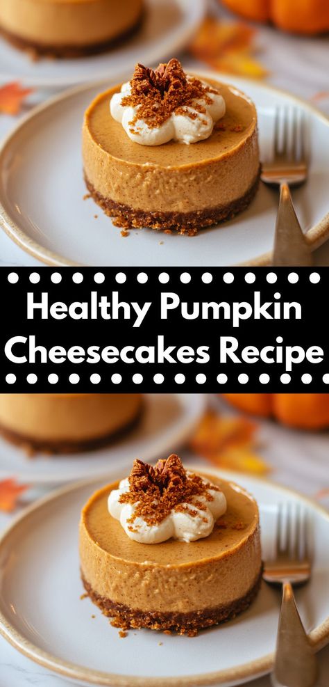 Looking for healthy pumpkin recipes? Try this delicious Healthy Pumpkin Cheesecake! A no-baking cheesecake recipe that's one of the best pumpkin desserts and perfect for dinner ideas, whether for family or dinner for two. Healthy Pumpkin Cheesecake Recipe, Cheesecake Factory Pumpkin Cheesecake, Healthy Pumpkin Cheesecake, Healthy Pumpkin Recipes, Baking Cheesecake, Healthy Pumpkin Dessert, Pumpkin Cheesecakes, Pumpkin Recipes Healthy, Healthy Cheesecake