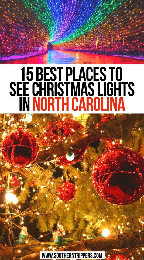 15 Best Places To See Christmas Lights in North Carolina North Carolina Christmas, North Carolina Winter, Maggie Valley North Carolina, Christmas Vacation Destinations, December Travel, Visit North Carolina, Carolina Beach Nc, Christmas Things To Do, North Carolina Beaches