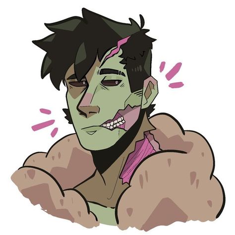 Monster Prom Calculester Fanart, Zombie Aesthetic Art, Zombie Oc Drawing, How To Draw Zombies, Monster Prom Characters, Zombie Drawing Reference, Zombie Boy Art, Cute Zombie Drawing, Zombie Art Drawing