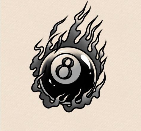 Eightball Tattoo, Mistletoe Tattoo, Geometric Sleeve Tattoo, Ball Tattoo, Eight Ball, Flame Tattoos, Old School Tattoo Designs, Dark Art Tattoo, Graffiti Style Art