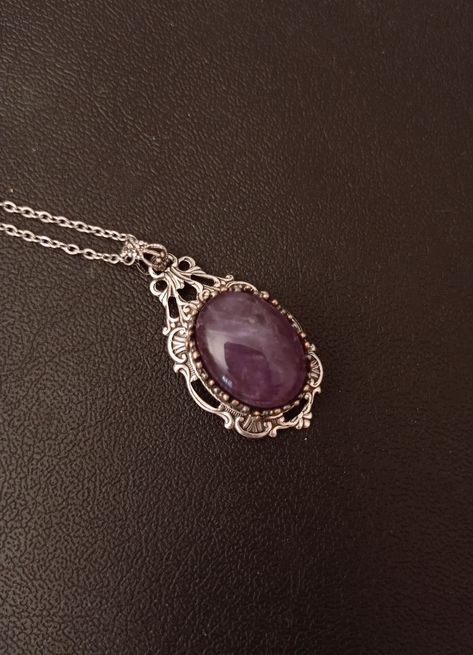 Gem Stone Necklace, Victorian Gothic Jewelry, Medieval Gothic, Victorian Necklace, Necklace Gothic, Necklace Purple, Gothic Necklace, Purple Jewelry, Jewelry Accessories Ideas