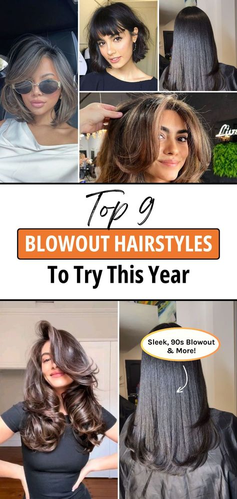 Looking for a chic and easy hairstyle for any occasion? These 9 blowout hairstyles are perfect for slaying your look! Discover trending blowout styles, including bouncy curls, sleek straight blowouts, and the 90s-inspired blowout. From short to long hair, these styles add volume, shine, and bounce without the need for a salon. Ready to try a new look? Visit the blog for all the details on nailing blowout hairstyles at home! Blow Dry Bar Hairstyles, Should Length Hair Styles, Hair Styling For Short Hair, Blowout Styles, Styling For Short Hair, Short Hair Blowout, Hairstyles At Home, Blowout Hairstyles, Blowout Curls