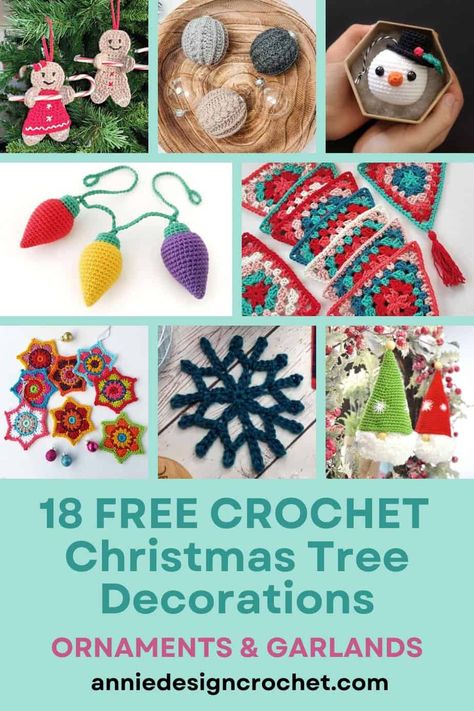 18 Festive Crochet Christmas Tree Decorations (Free Patterns) - Annie Design Crochet Crochet Christmas Tree Decorations, Free Crochet Patterns For Christmas, Make Your Own Christmas Tree, Crochet Christmas Lights, Crochet Christmas Decor, Crochet Patterns For Christmas, Bright Crochet, Granny Christmas, Diy Fall Ideas