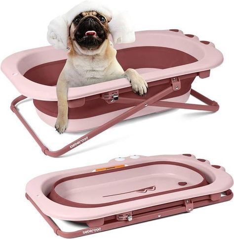 Amazon.com: BEBEROAD PETS Pet Bathtub Collapsible Pet Bath Tub Height Adjustable Portable Dog Cat Bathing Tub for Small Medium Pets-Foldable Pet Shower Tub with Drainage Hole, Pink, 23.6 x 12.6 x 8.3 Inches  ... daha fazla Dog Bath Tub, Cat Bathing, Pet Store Ideas, Baby Tub, Rich Mom, Puppy Accessories, Baby Bath Tub, Dog List, Dog Room