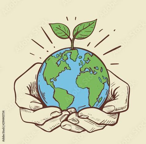 Environment Drawing Ideas, Planet Earth Illustration, Mother Earth Drawing, Earth Sketch, Save Earth Posters, Save Earth Drawing, Planet Illustration, Earth Drawing, Earth Day Drawing