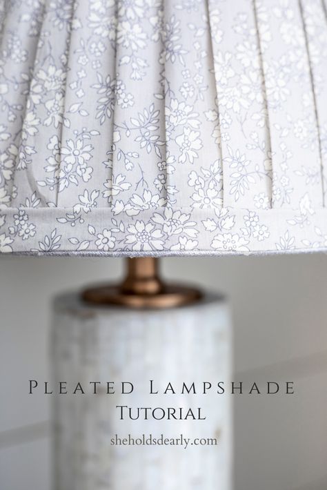 Faux Pleated Lamp Shade, Diy Pleated Lampshade No Sew, No Sew Lampshade, Diy French Mattress, Diy Pleated Lampshade, Lamp Upcycle, Coastal Lamps, Diy Lampshade Makeover, Lampshade Tutorial