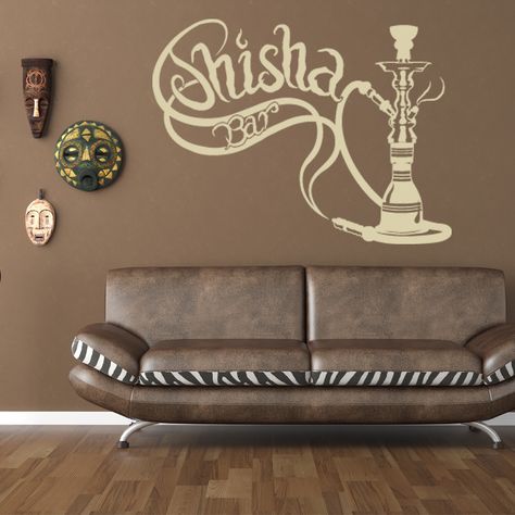 Shisha Bar Vinyl Sticker Wall Decor (31in x 24in White), Style and Apply Logo Design Coffee, Office Wall Decals, Presentation Design Layout, Showroom Interior Design, Wall Paintings, Sticker Wall, Lounge Design, Secret Rooms, Lounge Decor