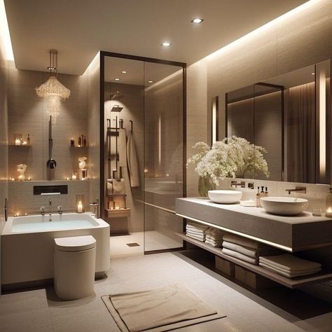 Concrete Bathroom Ideas Master Bath, Upgrade Bathroom, Penthouse Decor, Modern Design House, Outdoor Sauna, Light Bathroom, Property Design, Bathroom Design Decor, Buttercream Flowers