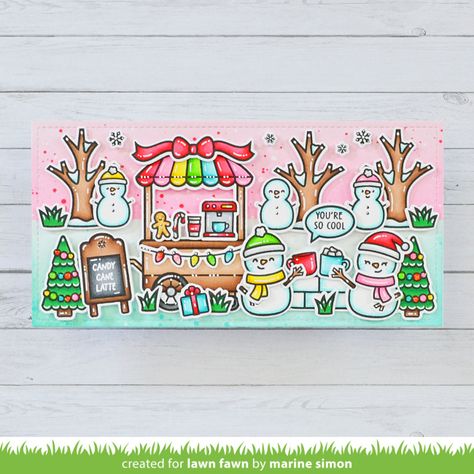 Lawn Fawn Christmas Cards, Treat Cart, Coffee Stamps, Lawn Fawn Blog, Coffee Cart, Cool Tree Houses, Clear Acrylic Stamps, Menu Sign, Kids Planner