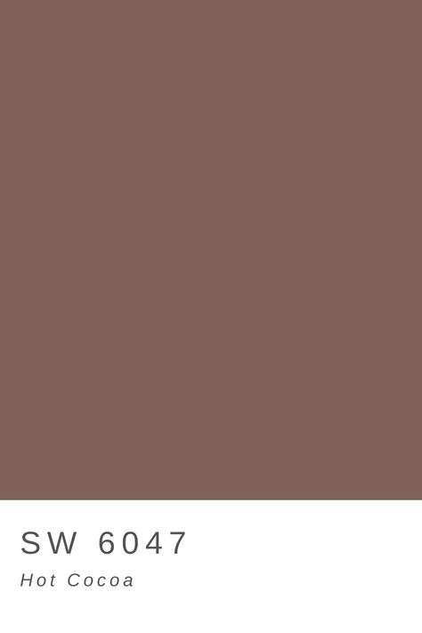 Sherwin Williams SW 6047 Hot Cocoa Hot Cocoa Paint Color, Sw Hot Cocoa, Hot Cocoa Sherwin Williams, Sherwin Williams Hot Cocoa, Berry Living Room, Chocolate Brown Paint, Vintage Paint Colors, Salon Makeover, Ski House Decor