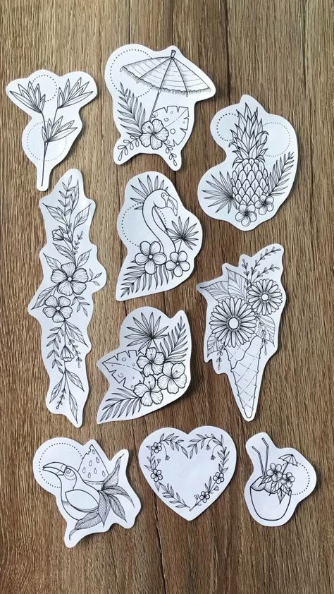 Tropisches Tattoo, Pattern Tattoos, Vintage Flower Tattoo, Tropical Tattoo, Easy Flower Drawings, Petit Tattoo, Kunst Tattoos, Flowers Tropical, Muster Tattoos