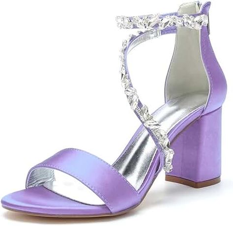 Amazon.com: Lilac Heels - 3" - 3 3/4" / Round Toe Or Open Toe / 6: Clothing, Shoes & Jewelry Purple And Silver Heels, Purple Quinceanera Heels, Grad Heels, Quinceanera Heels, Lilac Heels, Purple Heels, Silver Heels, Sweet Sixteen, Color Rosa