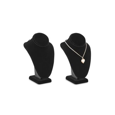 MOOCA 2-Piece Black Velvet Necklace Bust Display Set - Adjustable Hook - Jewelry Mannequin Stand for Necklaces & Chains up to 16-6.2 in H Necklace Mannequin, Jewelry Mannequin, Mannequin Stand, Velvet Necklace, Jewelry Organizers, Closet Organizer, Luxury Closet, Famous Brands, Jewelry Organization