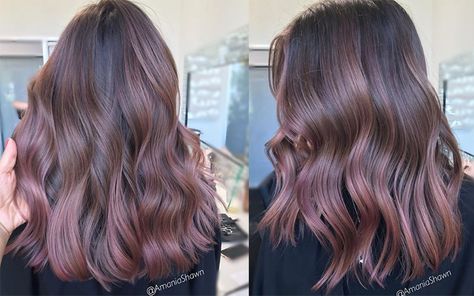 Color How-To: Chocolate Mauve | American Salon Ash Mauve Hair Color, Chocolate Rose Hair, Chocolate Mauve Hair, Mauve Hair, Rose Gold Hair Brunette, Cinnamon Hair Colors, Lilac Hair Color, Haircut 2022, Color Streaks