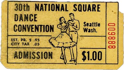 Vintage Tickets, Typography Hand Lettering, Postcard Ideas, Dance Convention, Flowers For Mom, Vintage Ticket, Ticket Design, Square Dance, Retro Images