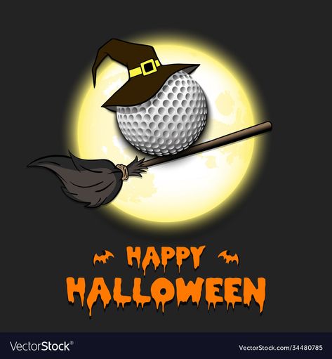 Halloween Golf, Witch Hat, Golf Ball, Happy Halloween, Png Images, Party Invitations, Adobe Illustrator, Greeting Card, Print On Demand